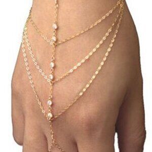 New Gold Toned Linked Crystal Bracelet Slave Bracelet